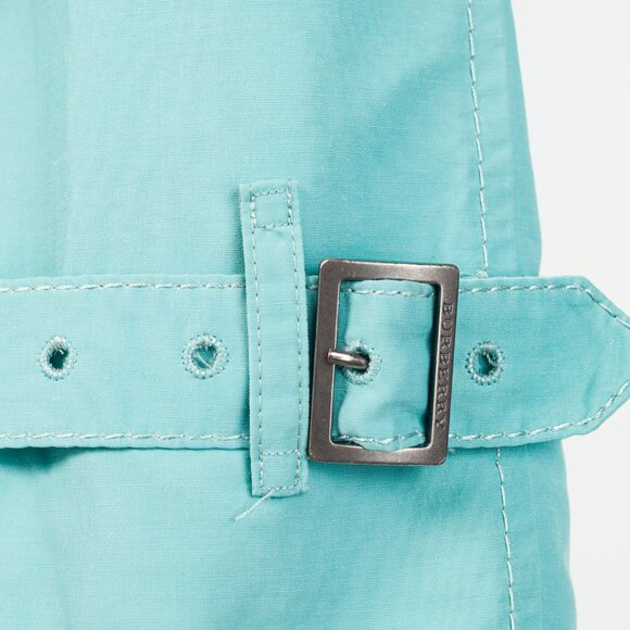 Burberry Turquoise Sateen Check-Undercollar Trench Coat - Picture 7 of 14